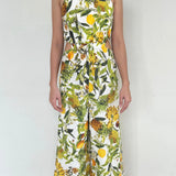 Cara Cara Multicolor Farm Rio Jumpsuit Petite Halter wih Cutout & Wide Leg