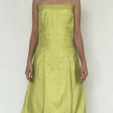 Auggie Cordero Green Silk Dress with Back Zip Up