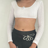 My Mum Made It White Back Tie Crop Top