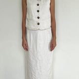 Lola & Daisies Beige Linen Button Down Vest Top with Long Skirt