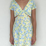 IZIA Multicolor Floral Dress with Cut Out Design