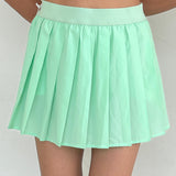 Recess Green Silk Pleated Skirt