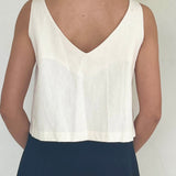 Anika White Linen Top With Back Tie Detail
