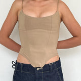 House of CB Beige Ribbed Top With Back Zip Up