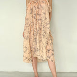 Eairth Pink Long Dress with Ruffles Detail