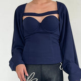 Rajo Laurel Black Ribbed Corset with Shrug Detail