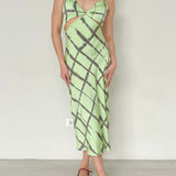 Jonathan Simkhai Green Long Dress With Cut Out Detail