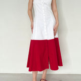 Staud White Long Dress With Button Down Detail