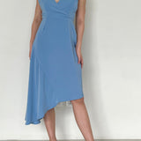 KeepSake Blue Silk Long Dress With Back Lace