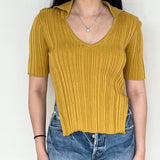 Jacquemus Mustard Yellow Knit Top with Side Slit