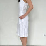 Trude Lizares White Linen Short Dress with Two Side Slit