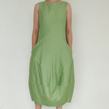 COS Green Linen Long Dress with back Zip