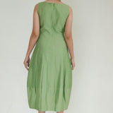 COS Green Linen Long Dress with back Zip