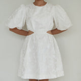 Love Bonito White Floral Puff Sleeve with Side by Side Cut Out