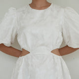 Love Bonito White Floral Puff Sleeve with Side by Side Cut Out