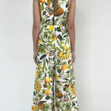 Cara Cara Multicolor Farm Rio Jumpsuit Petite Halter wih Cutout & Wide Leg
