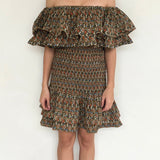 Yong Studio Army Green Stretchable Short Dress With Ruffles Detail