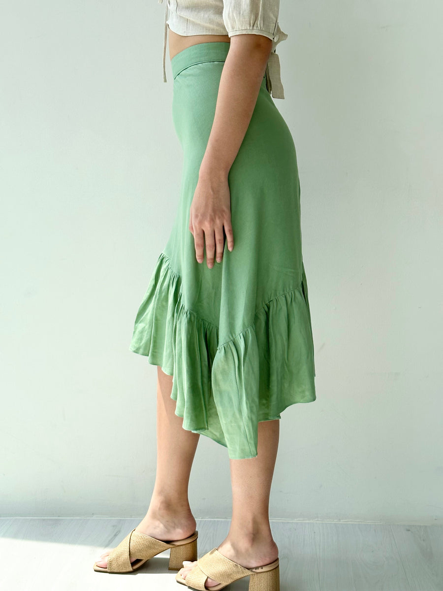 Eustacia Ruffled Linen Skirt