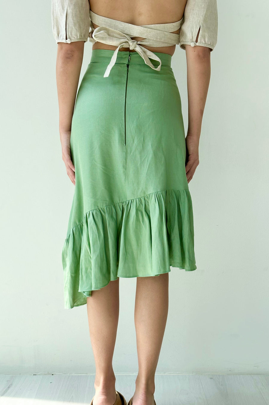 Eustacia Ruffled Linen Skirt