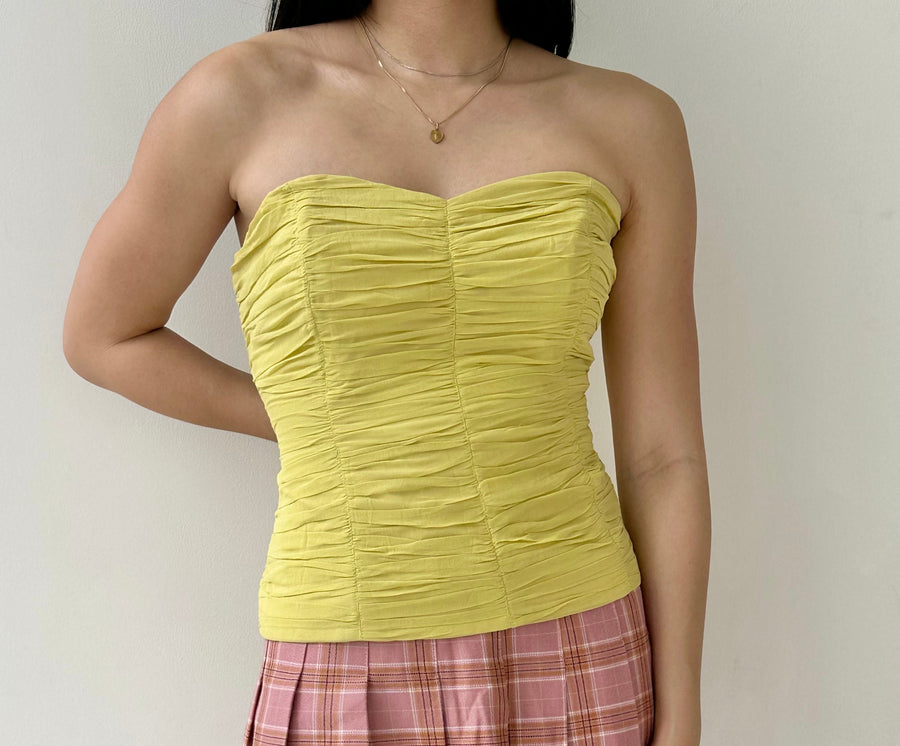 Yellow Ruched Corset Top