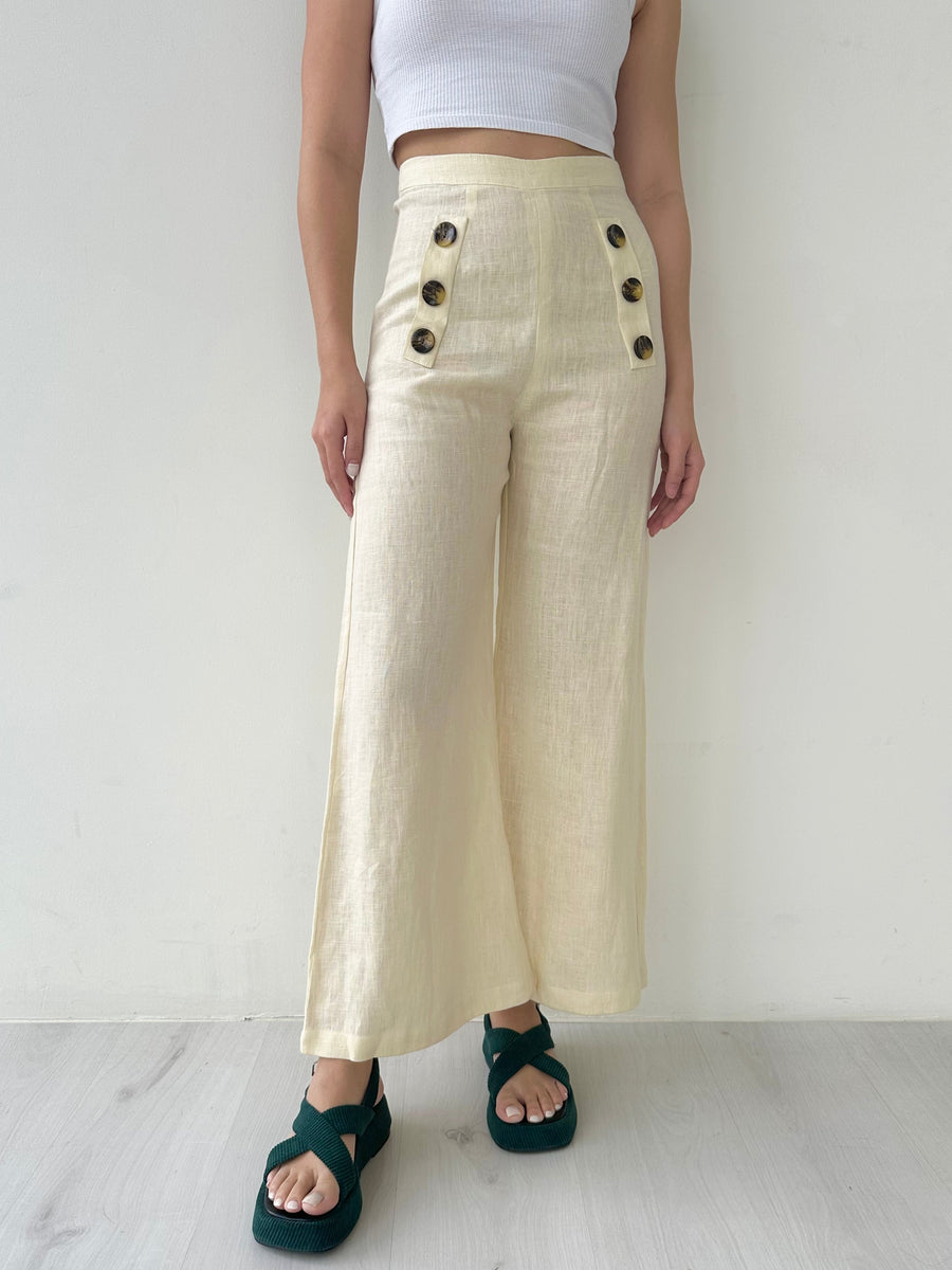 Faithfull the Brand Cream Linen Trousers