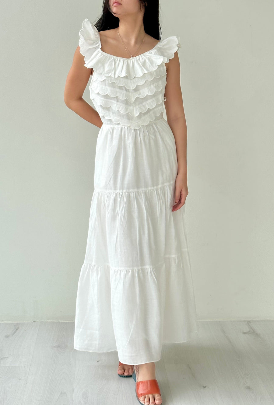 SEA NY Scallop Effect Long Dress