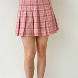 Pink Plaid School Girl Mini Skirt