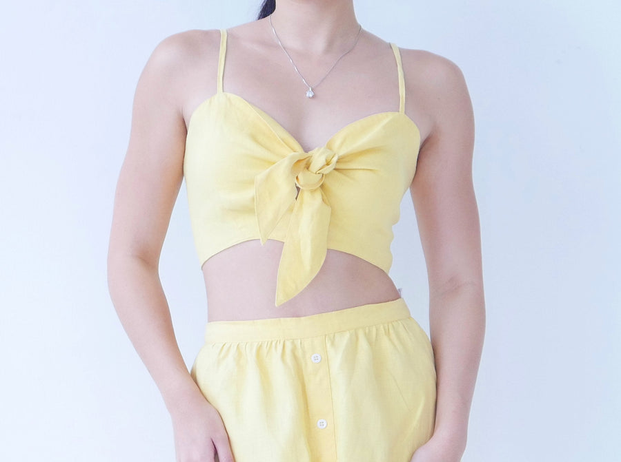 Faithfull the Brand Yellow Front Tie Top