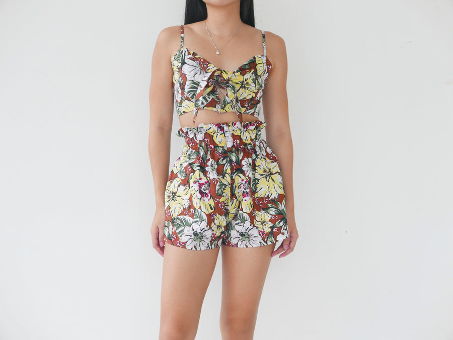 Faithfull the Brand Brown Floral Tie Top