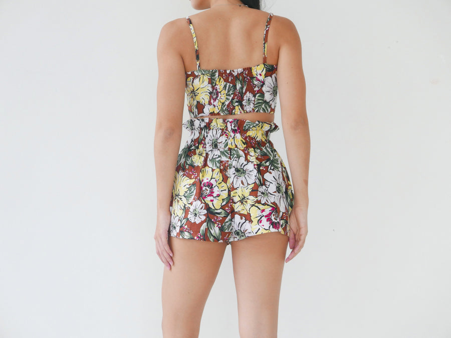 Faithfull the Brand Brown Floral Tie Top
