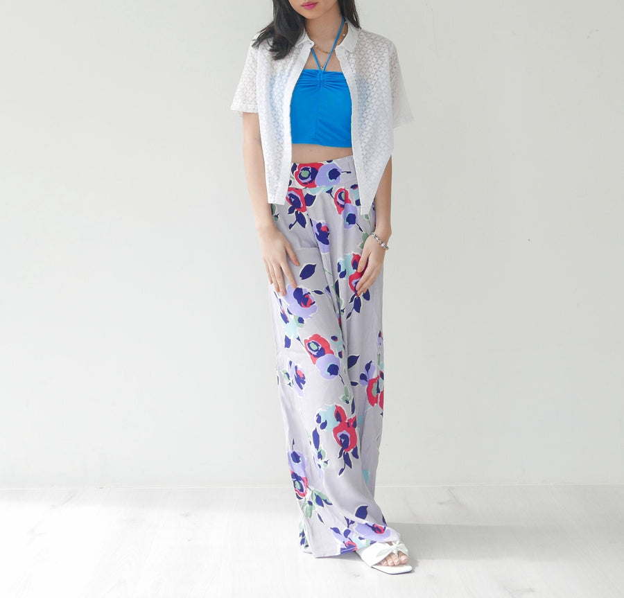 Grey Floral Trousers