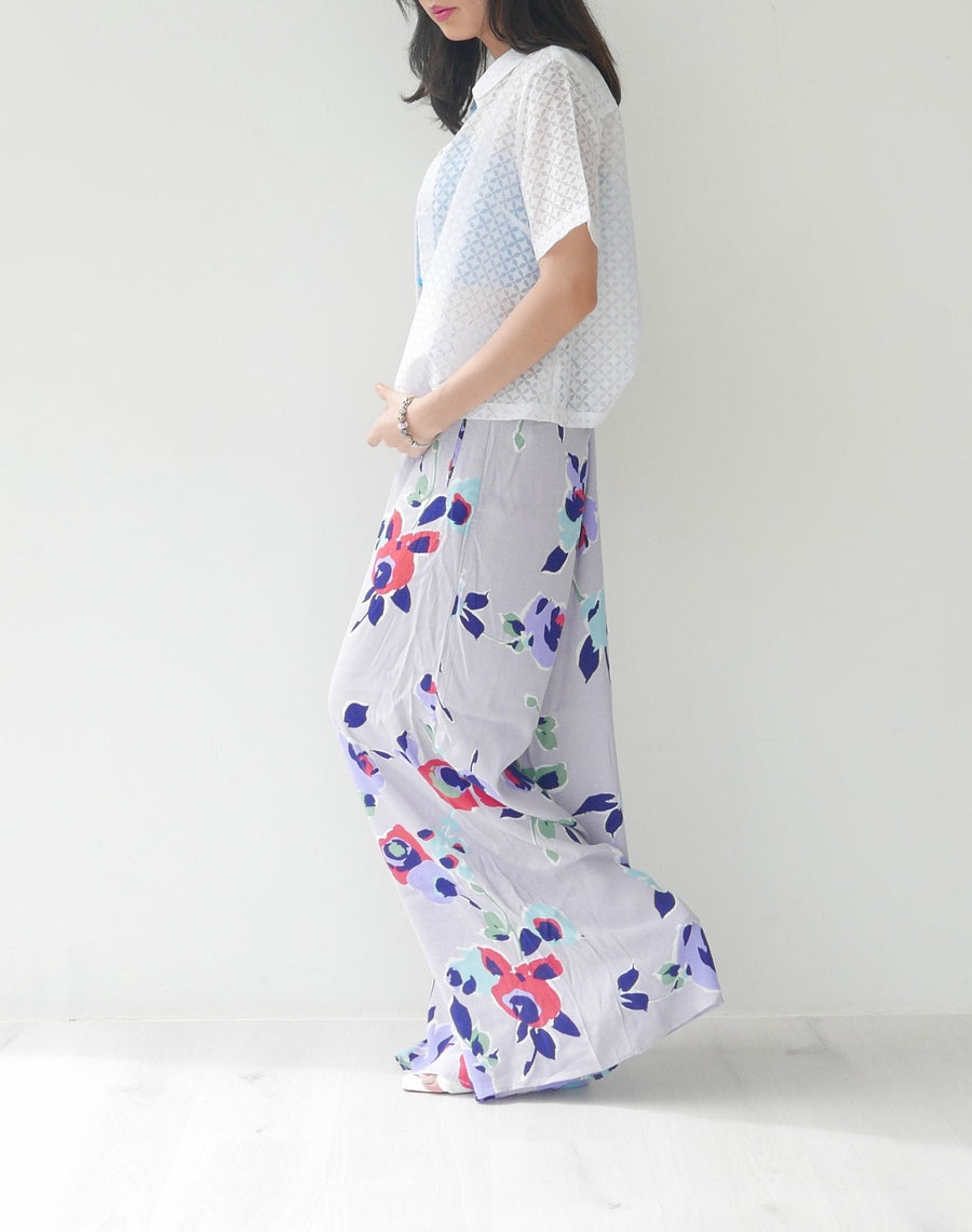 Grey Floral Trousers