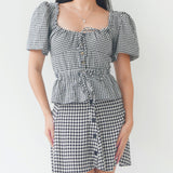 Ciao Lucia Gingham Puff Sleeve