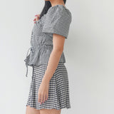 Ciao Lucia Gingham Puff Sleeve