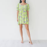 Faithfull the Brand Lime Green and Lilac Printed Dress