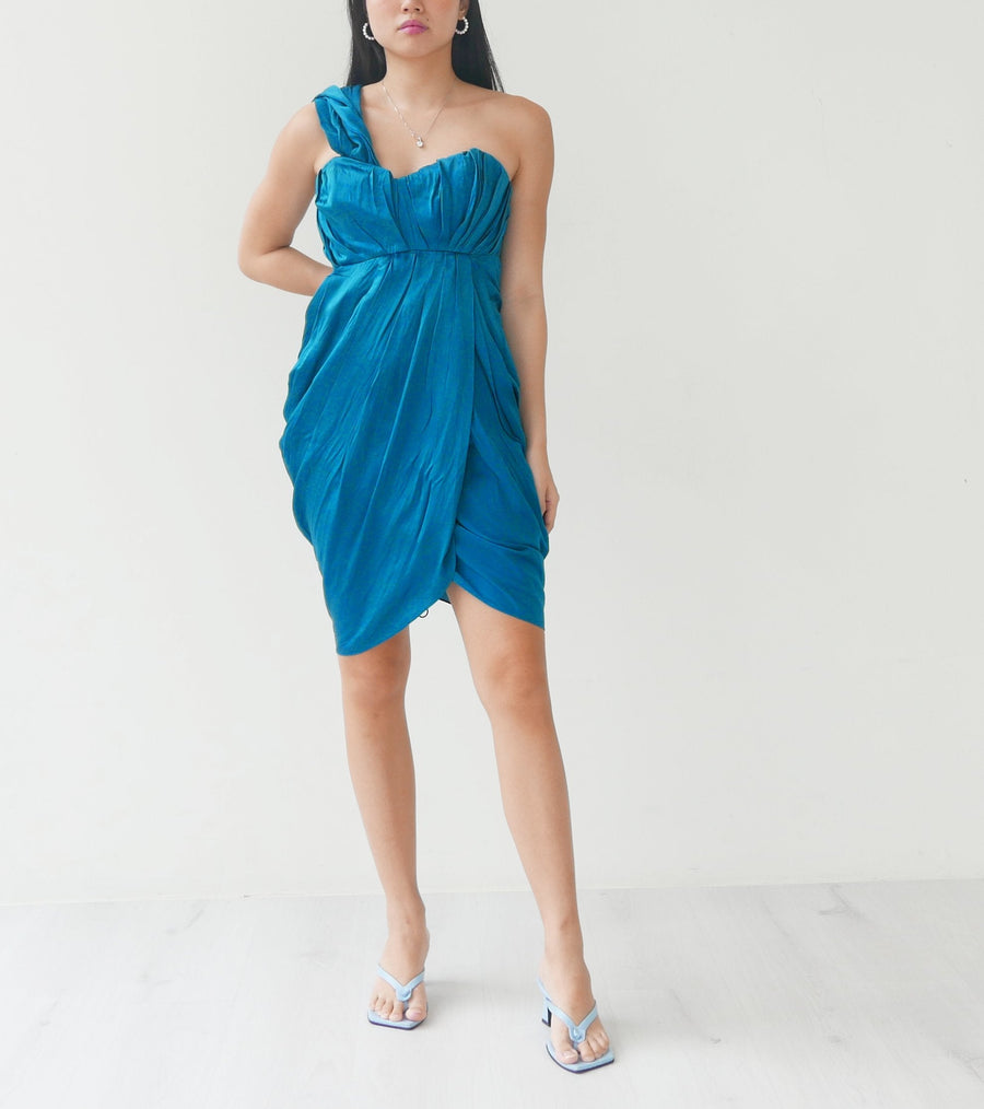 Whistles Turquoise One Sided Dress