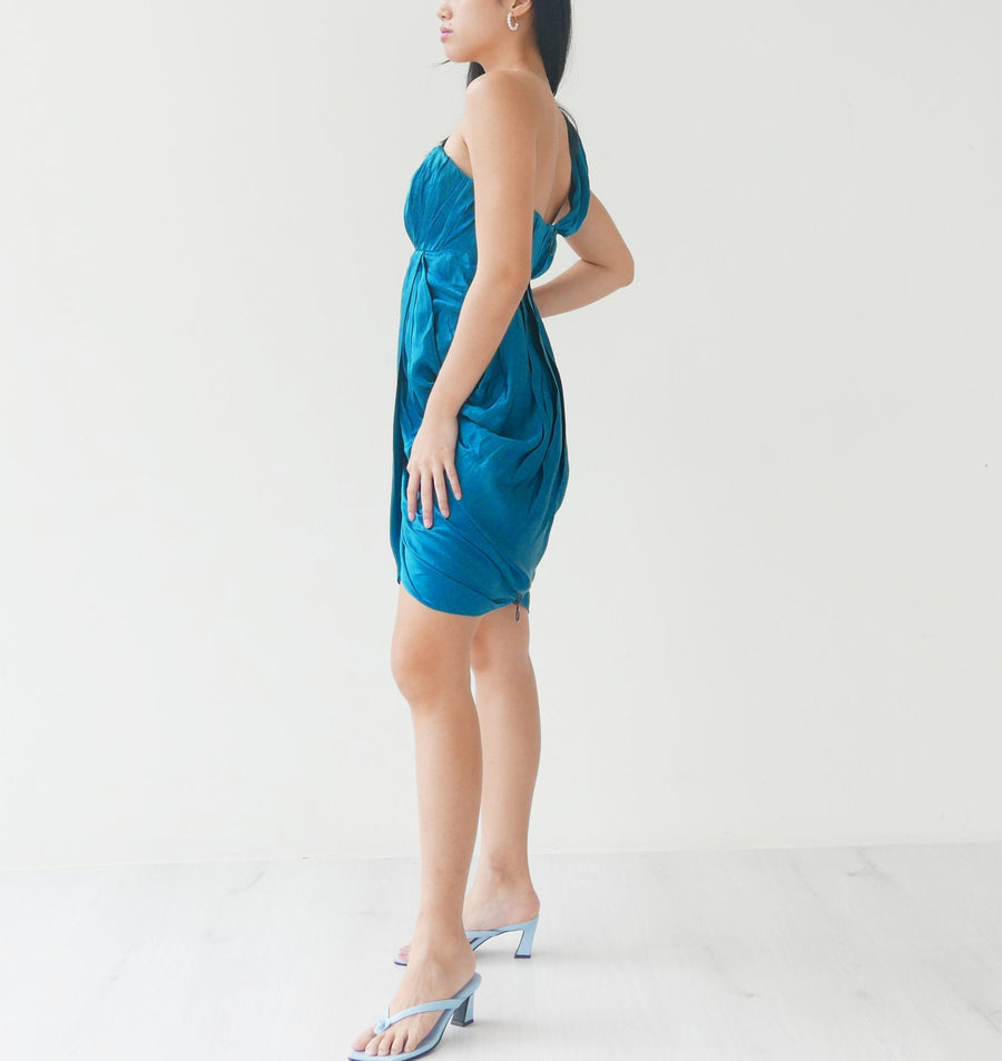 Whistles Turquoise One Sided Dress
