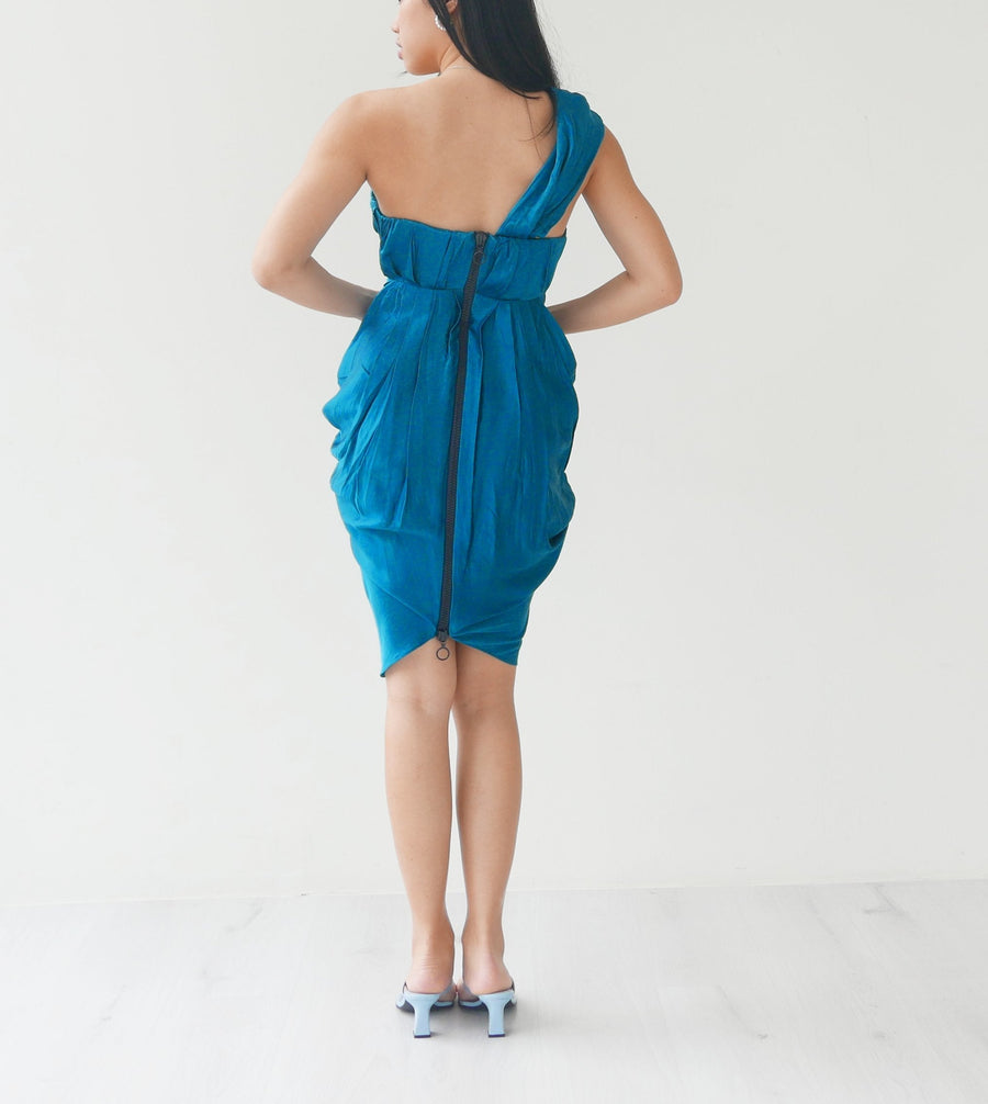 Whistles Turquoise One Sided Dress