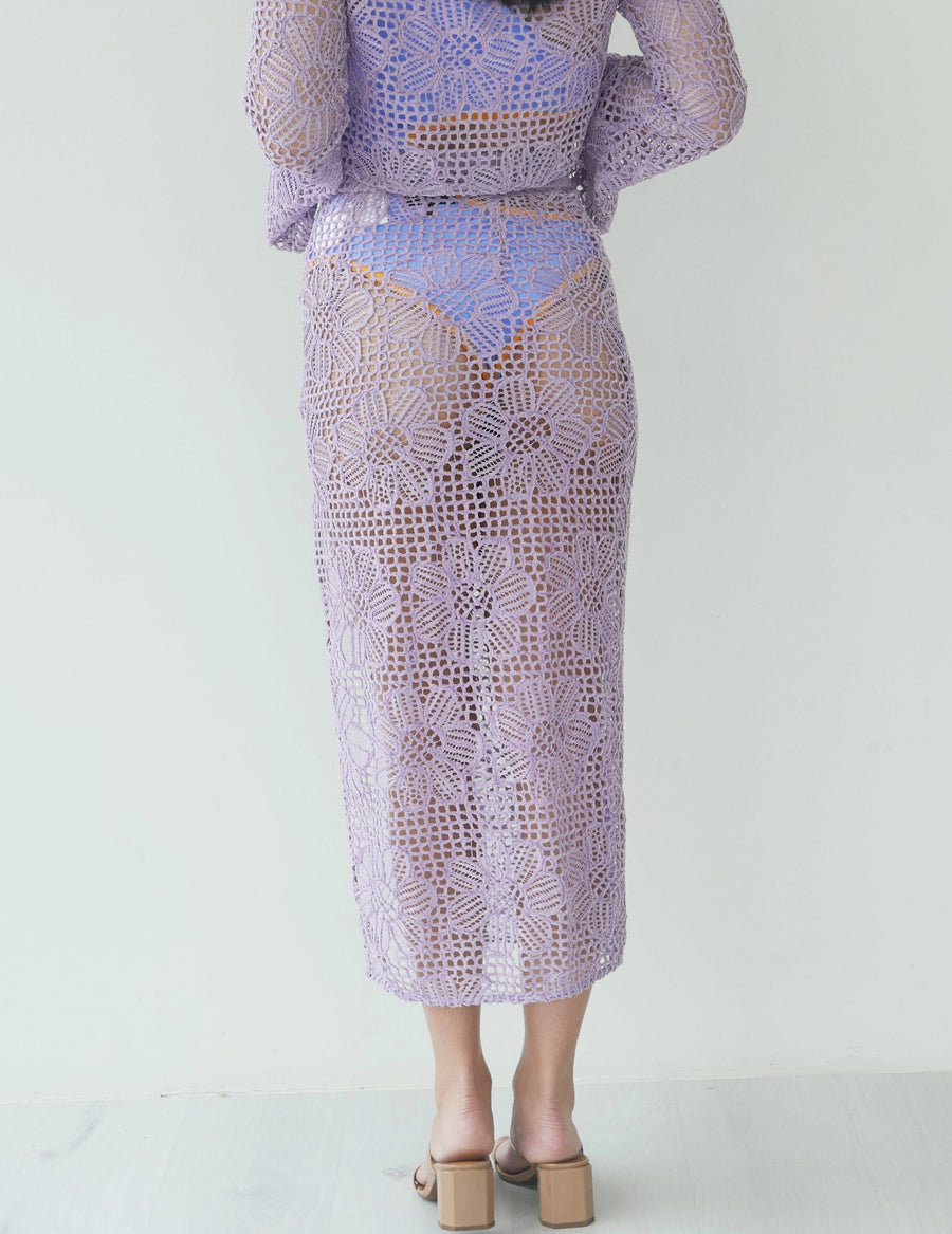 Majorelle Floral Pattern Crochet Skirt