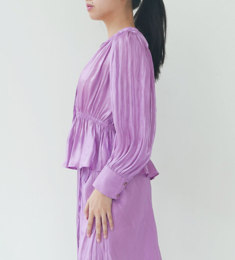 Ciao Lucia Purple Iridescent V Button Down