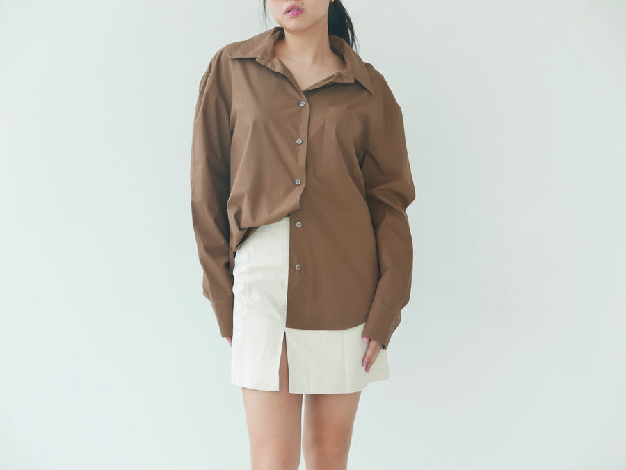 Frankie Shop Oversized Chocolate Button Down