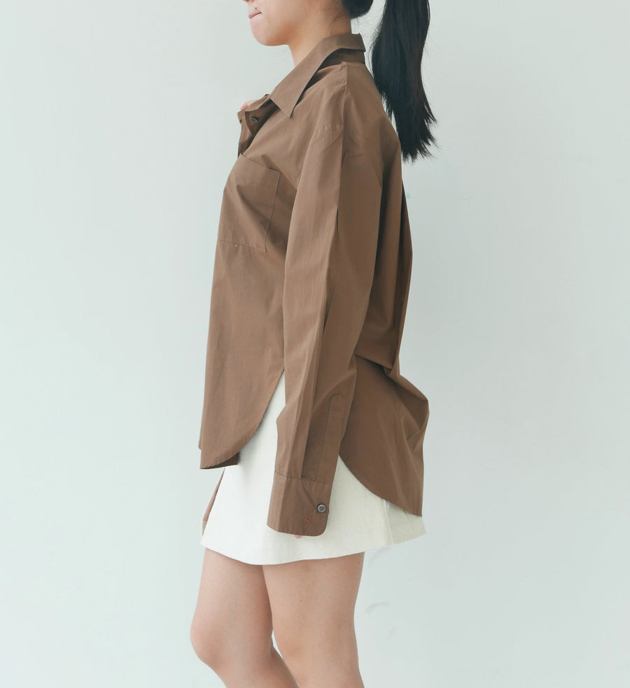 Frankie Shop Oversized Chocolate Button Down