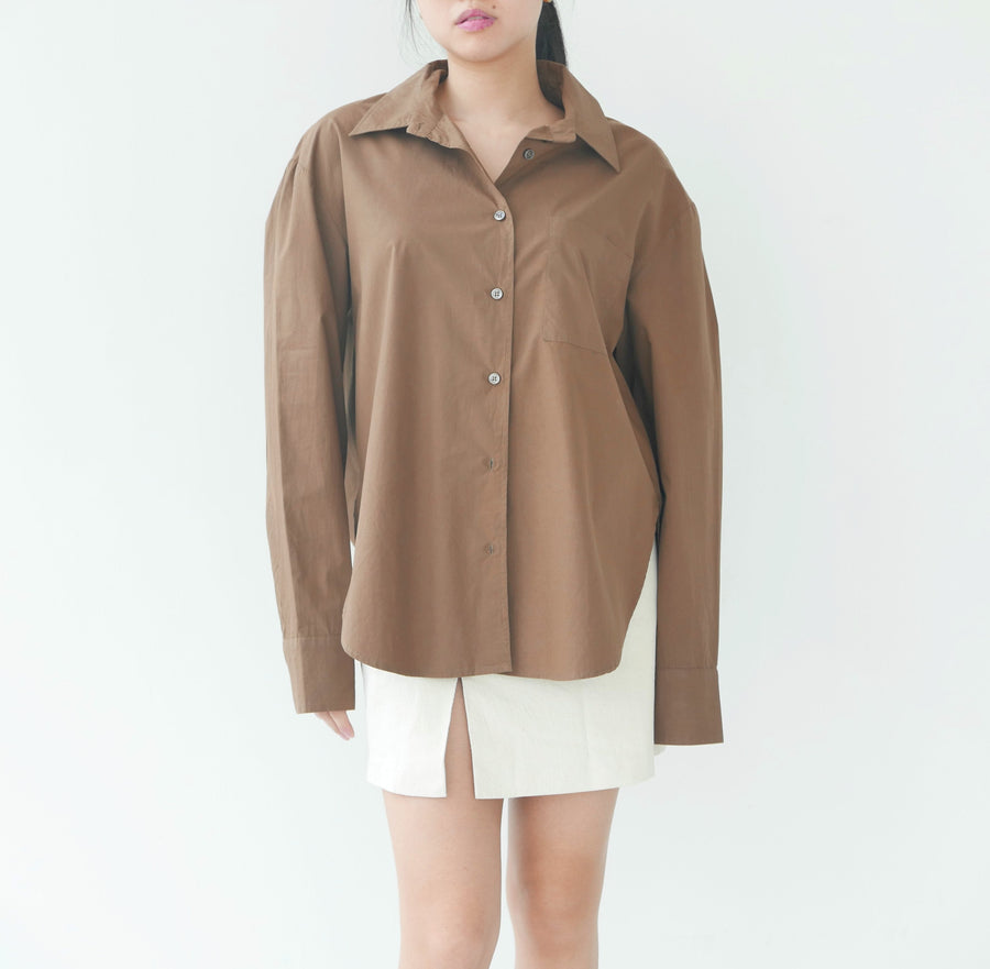 Frankie Shop Oversized Chocolate Button Down
