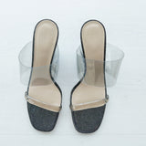 Maryam Nassir Zadeh Clear Strap with Black Glittered Wedge Heel